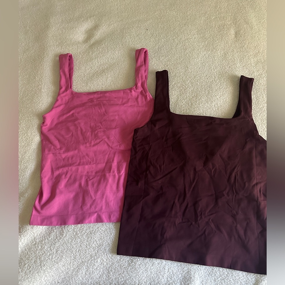 Amazon 2 piece  double lined square neck burgundy/pink tank top bundle